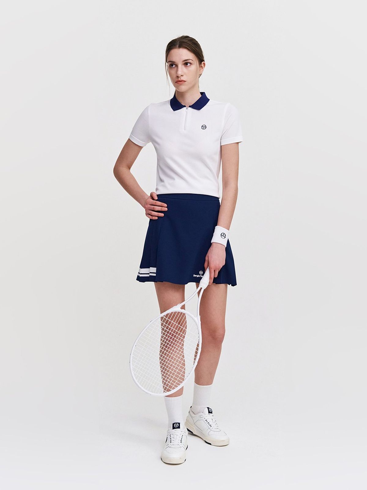 세르지오 타키니(SERGIO TACCHINI) W 에센셜 반팔 폴로 스웨터 (White)