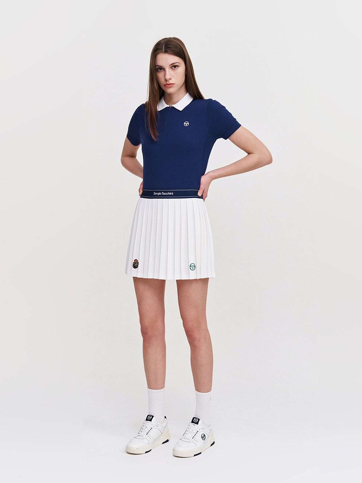 세르지오 타키니(SERGIO TACCHINI) W 에센셜 반팔 폴로 스웨터 (Navy)
