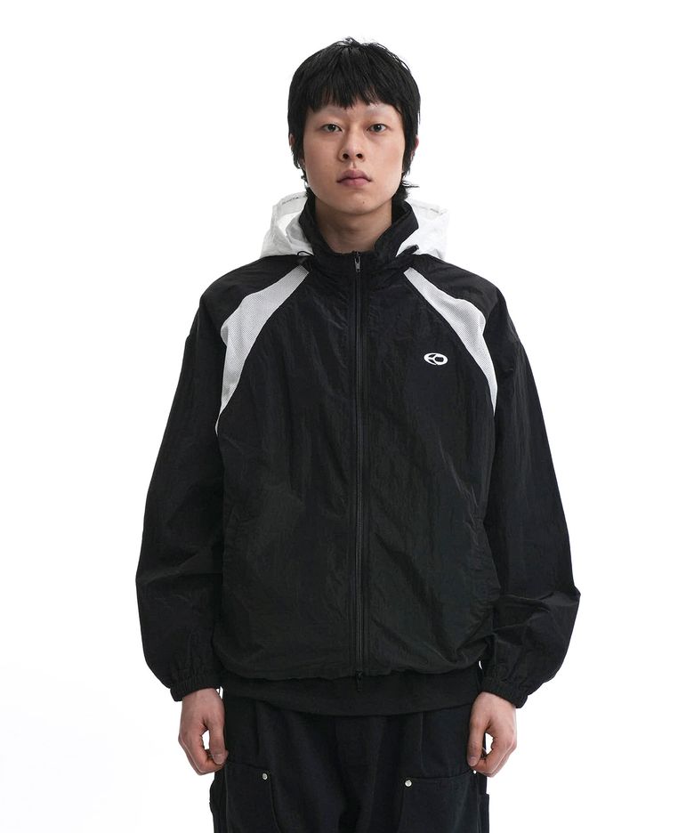 MESH HOODIE WIND BREAKER JAKCET-BLACK