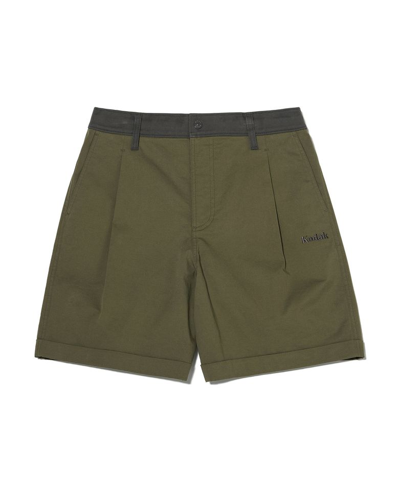 씨너리 컬러블럭 5부 버뮤다 팬츠 KHAKI
