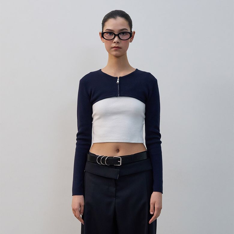 ZIP-FRONT CROPPED BOLERO