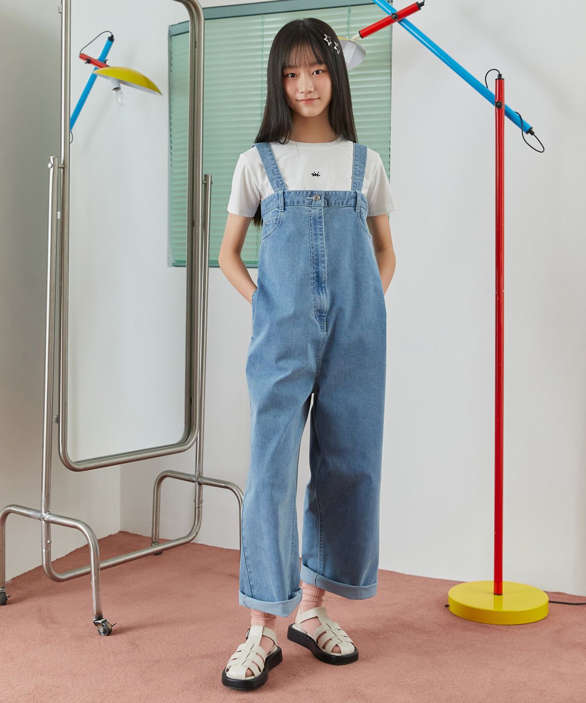 아이엠아이(IAMI) KK21677 주니어 크루 데님 오버롤