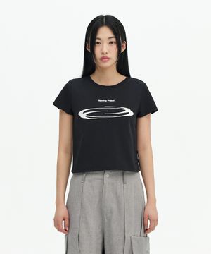 W Cropped Symbol T Shirt - Black