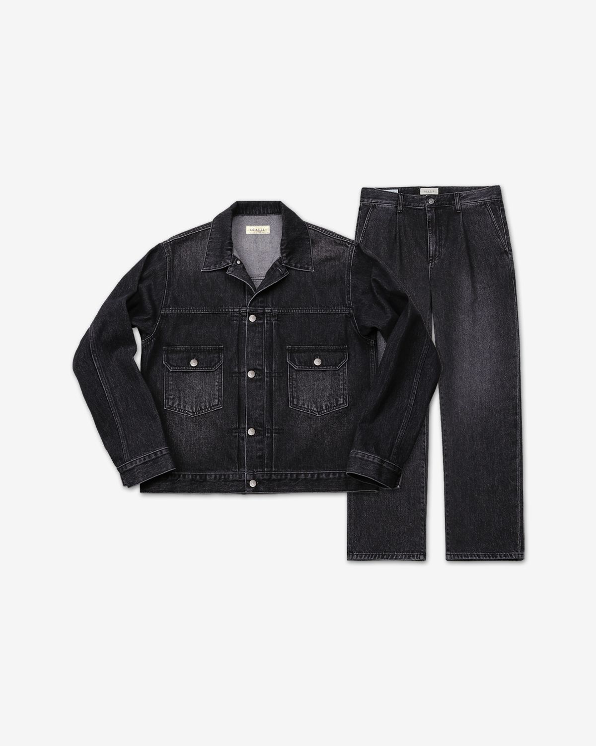 솔티(SORTIE) Cone denim Trucker Set-up (Black)
