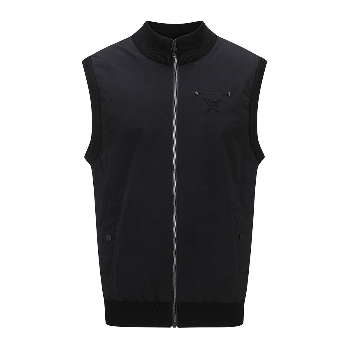 어뉴골프(ANEW GOLF) MEN WOVEN MIXED KNIT VEST_BK