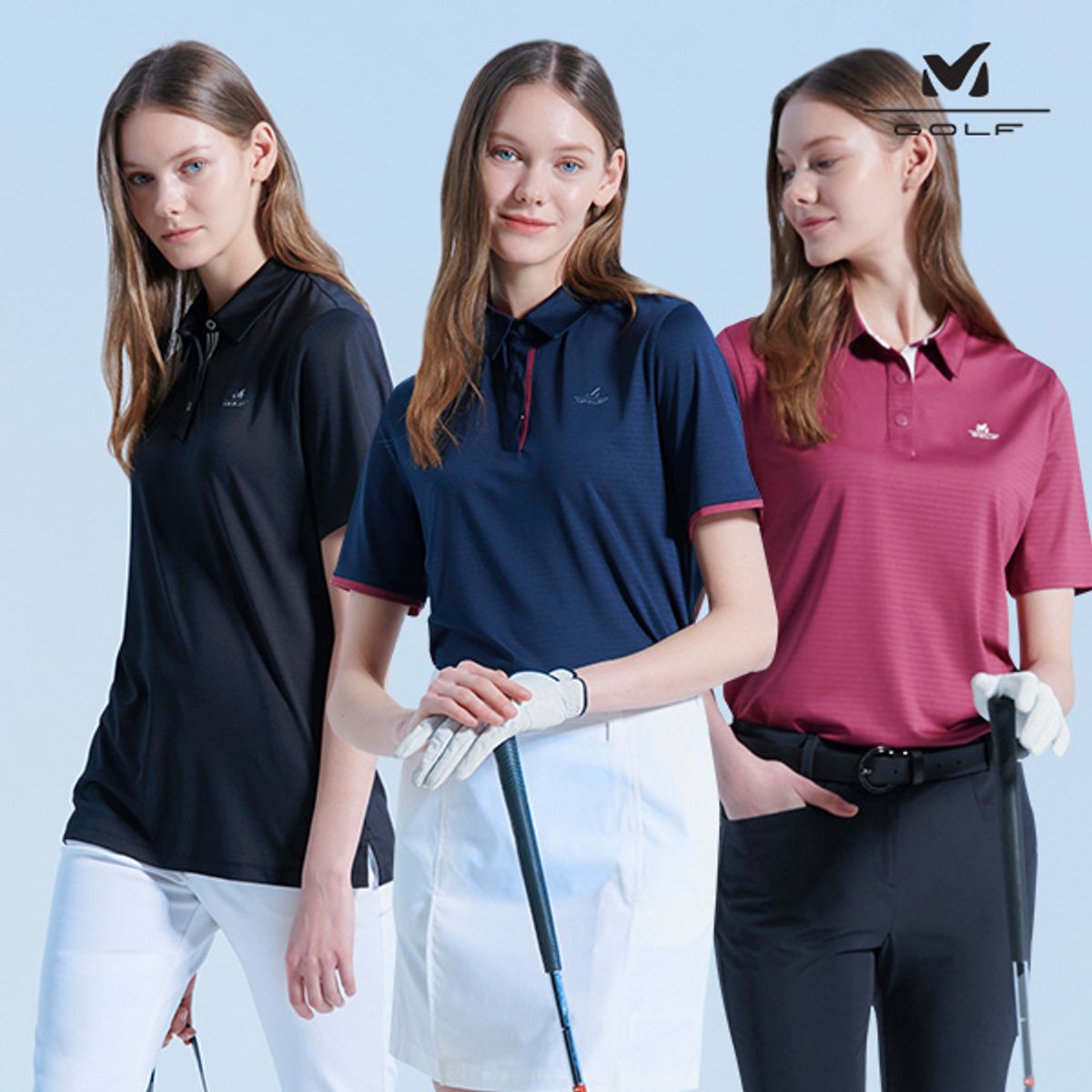 밀레골프(MILLET GOLF) 우먼즈 메쉬 반팔 카라티 3Color