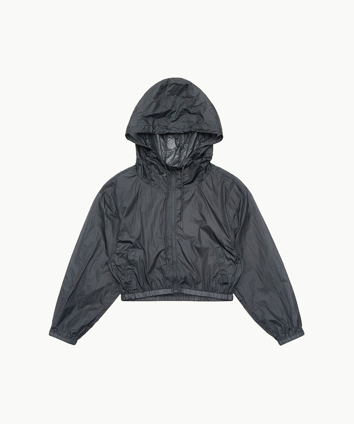 아모멘토(AMOMENTO) REVERSIBLE SHIRRING CROP HOODED JUMPER_NAVY