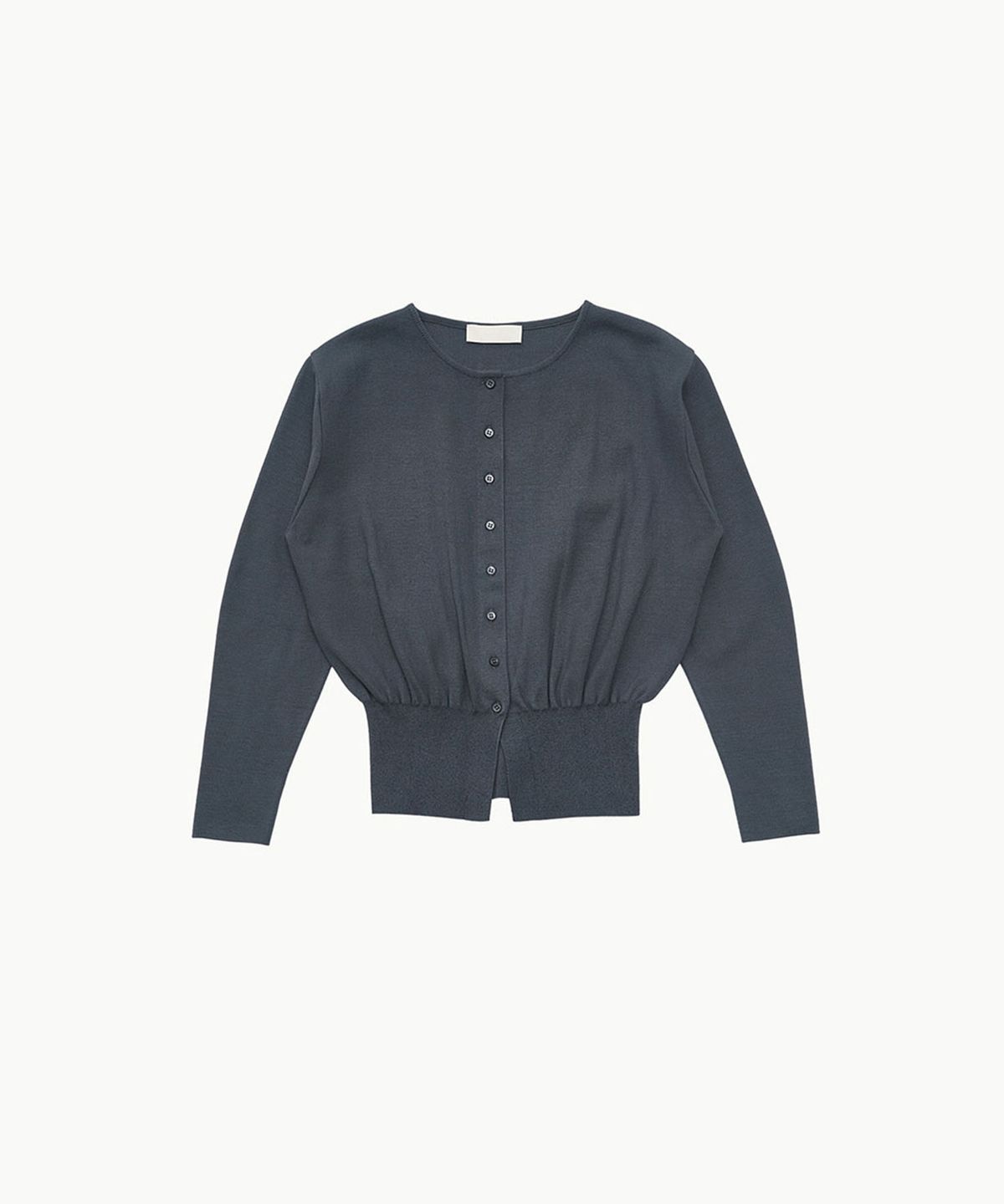 아모멘토(AMOMENTO) ROUND SLEEVE SHIRRED CARDIGAN_DARK NAVY