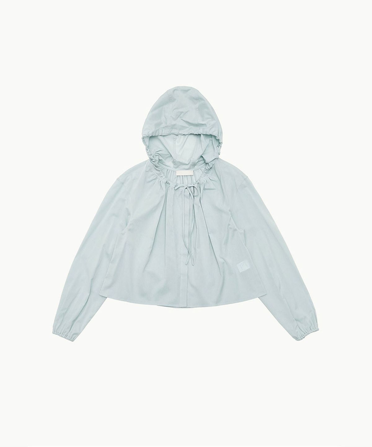 아모멘토(AMOMENTO) SHEER SHIRRING HOODED BLOUSE_LIGHT BLUE
