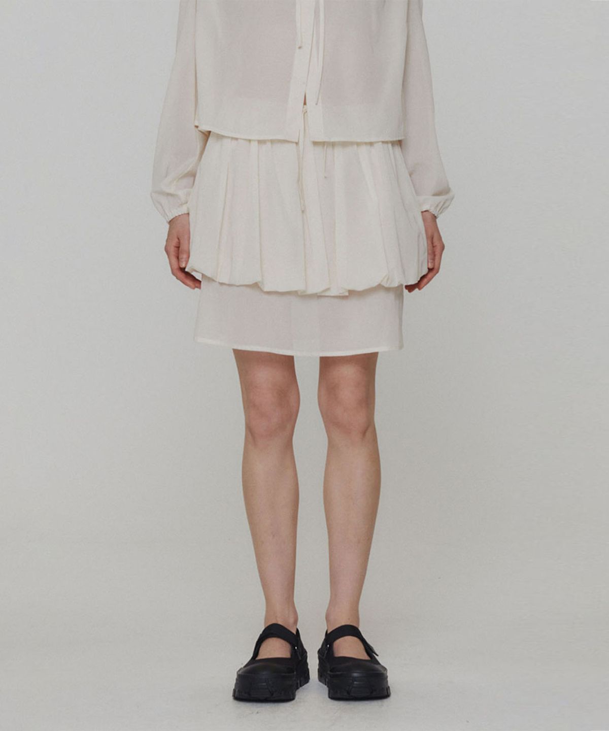 아모멘토(AMOMENTO) SHEER LAYERED SKIRT_IVORY