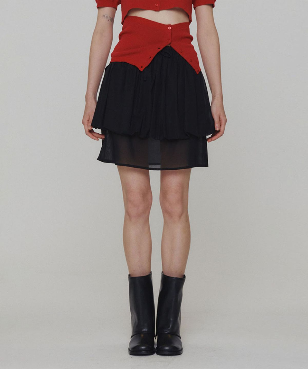 아모멘토(AMOMENTO) SHEER LAYERED SKIRT_BLACK