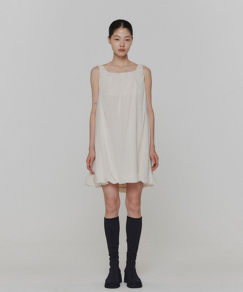 SHEER VOLUME MINI DRESS_IVORY