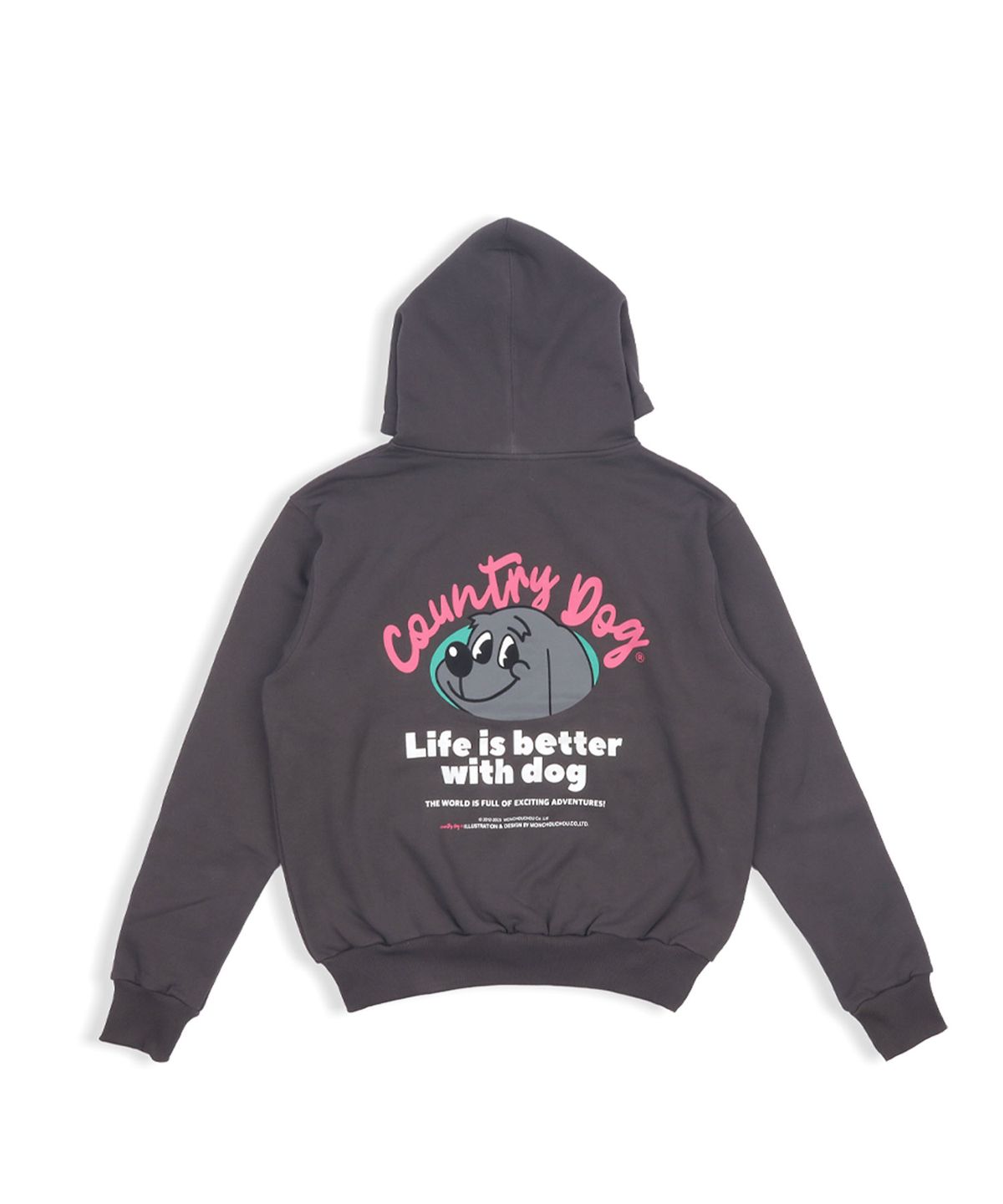 몽슈슈(MONCHOUCHOU) UNISEX Country dog hoodie Relaxed Fit Charcoal