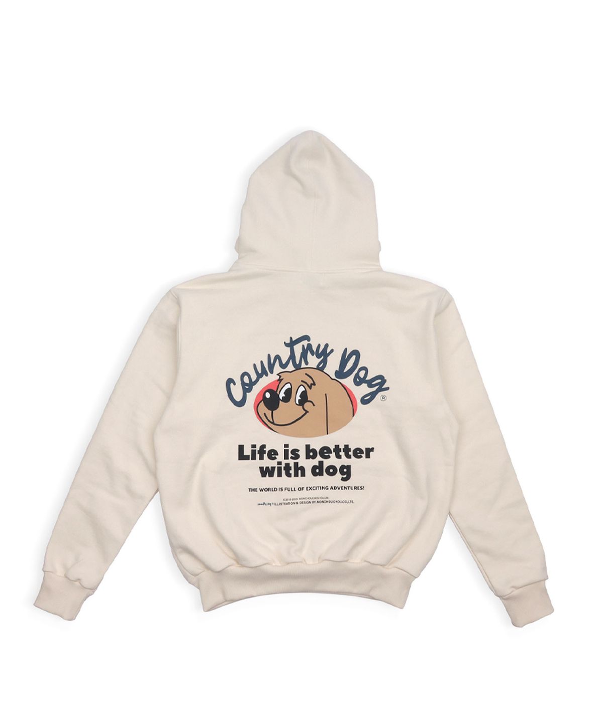 몽슈슈(MONCHOUCHOU) UNISEX Country dog hoodie Relaxed Fit Cream