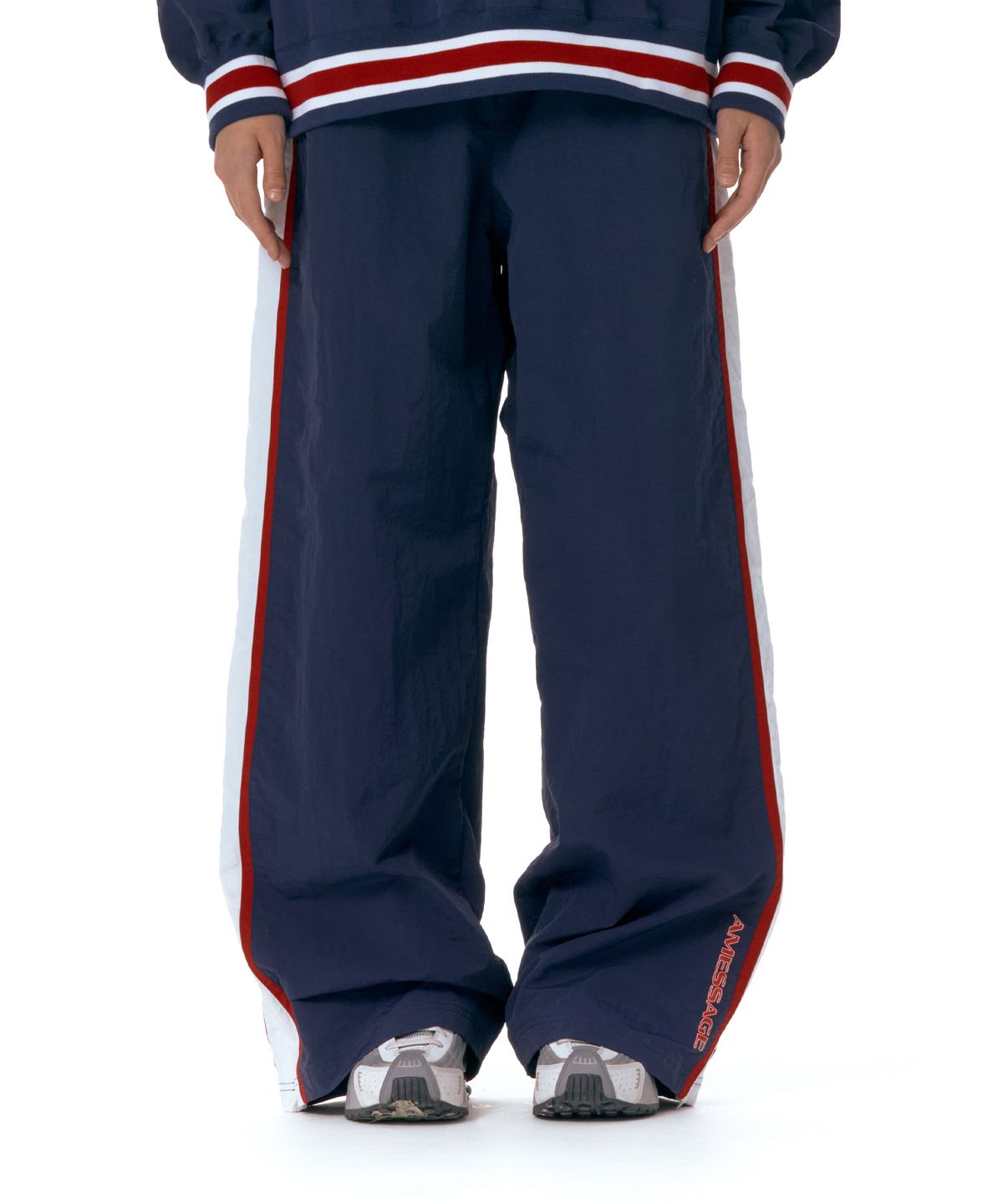 아메스 월드와이드(AMES-WORLDWIDE) SIDE LINE TRACK PANTS NAVY (AM2ESUPA10A)