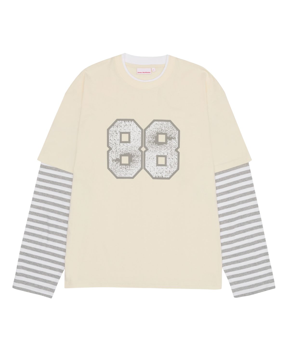 아메스 월드와이드(AMES-WORLDWIDE) STRIPE LAYERED LS TEE IVORY