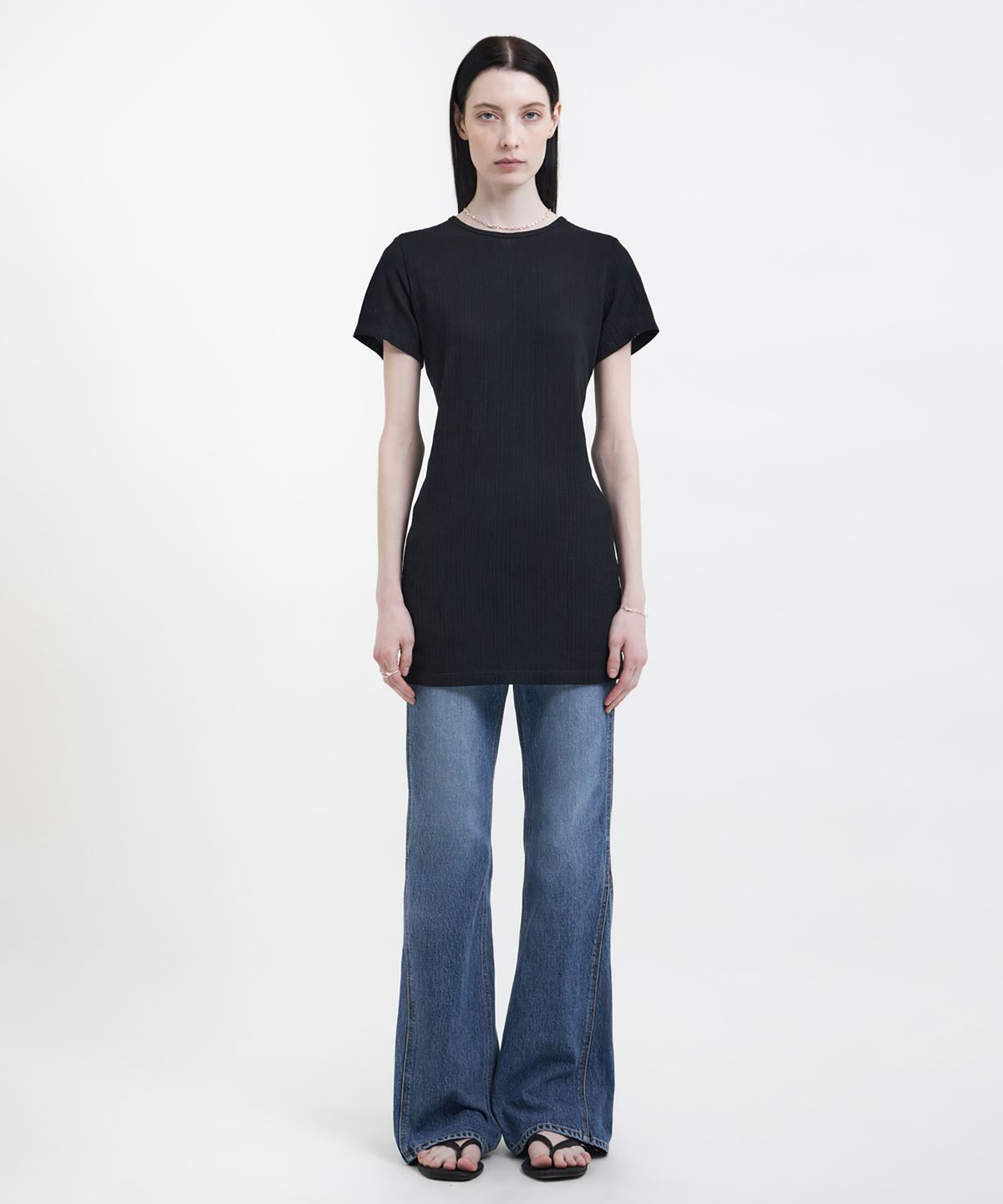 유스(YOUTH) Long-Line Jersey T-Shirt - Black