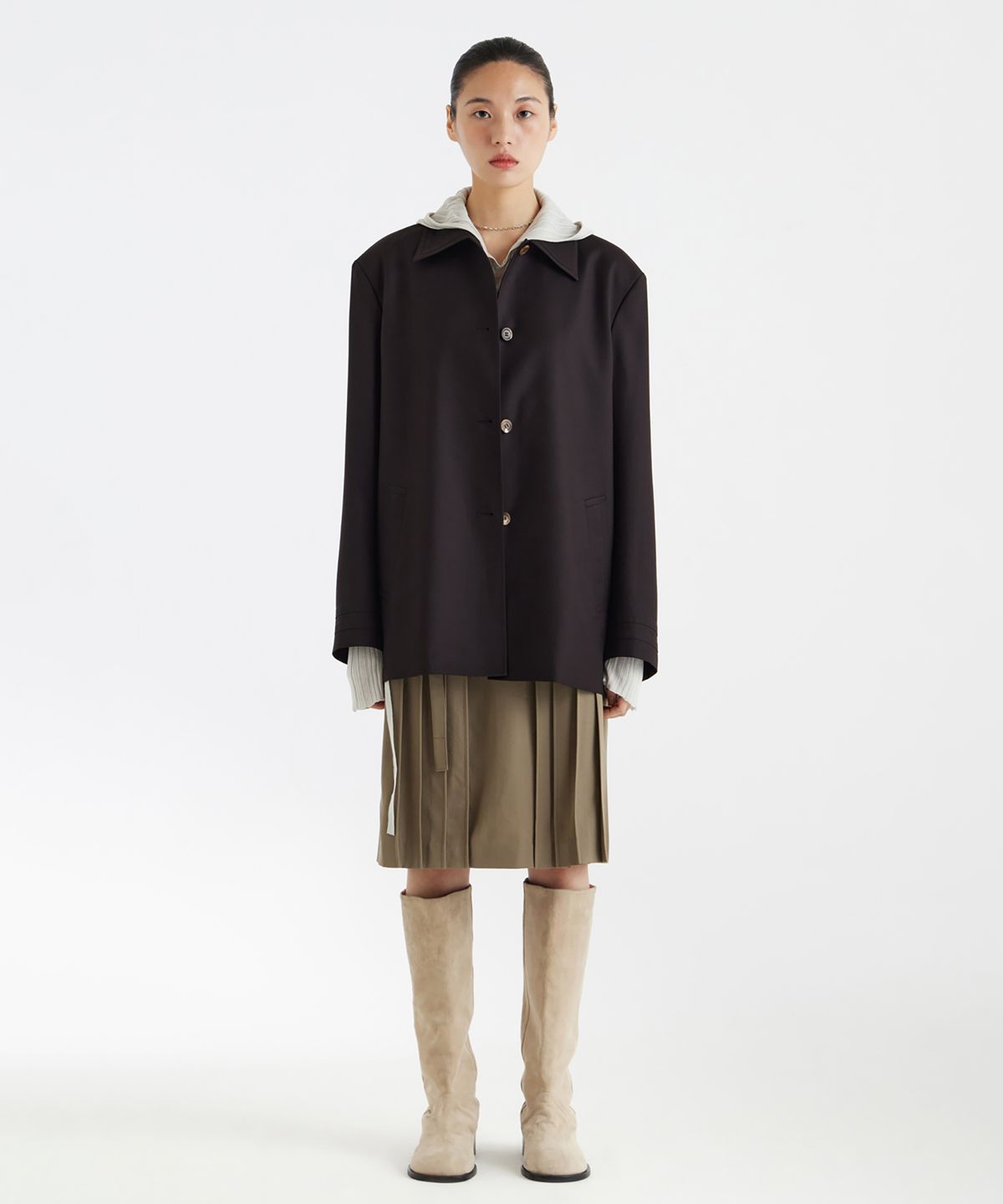 유스(YOUTH) Single Midi Jacket - Brown