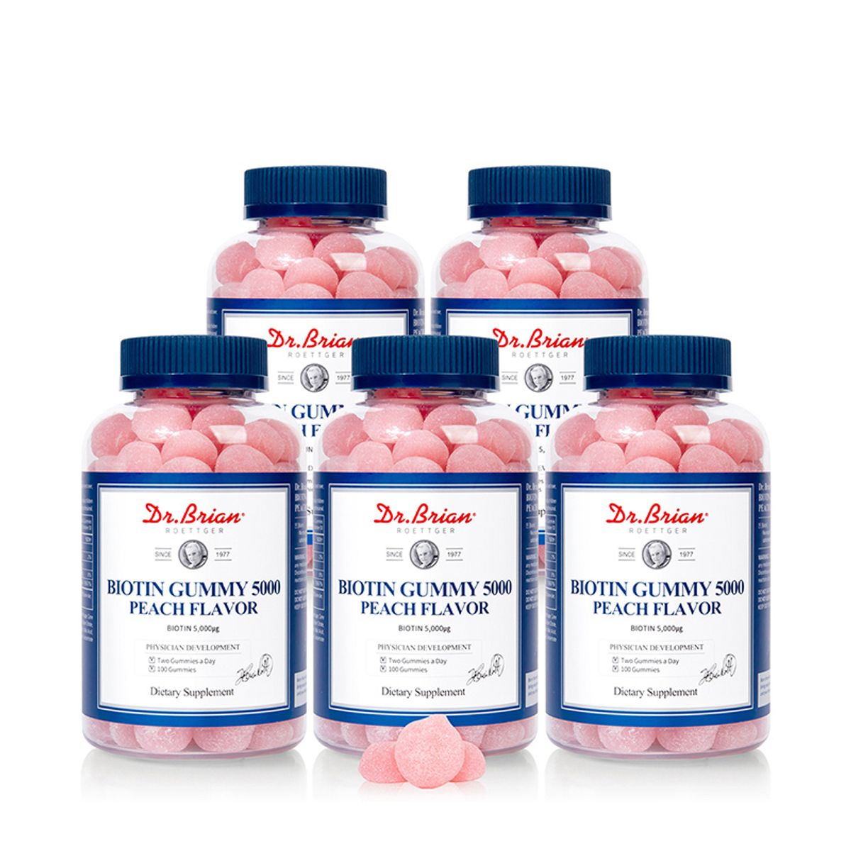 닥터브라이언(DR.BRIAN) 비오틴 구미 5000 복숭아맛(100구미) X 5PACK