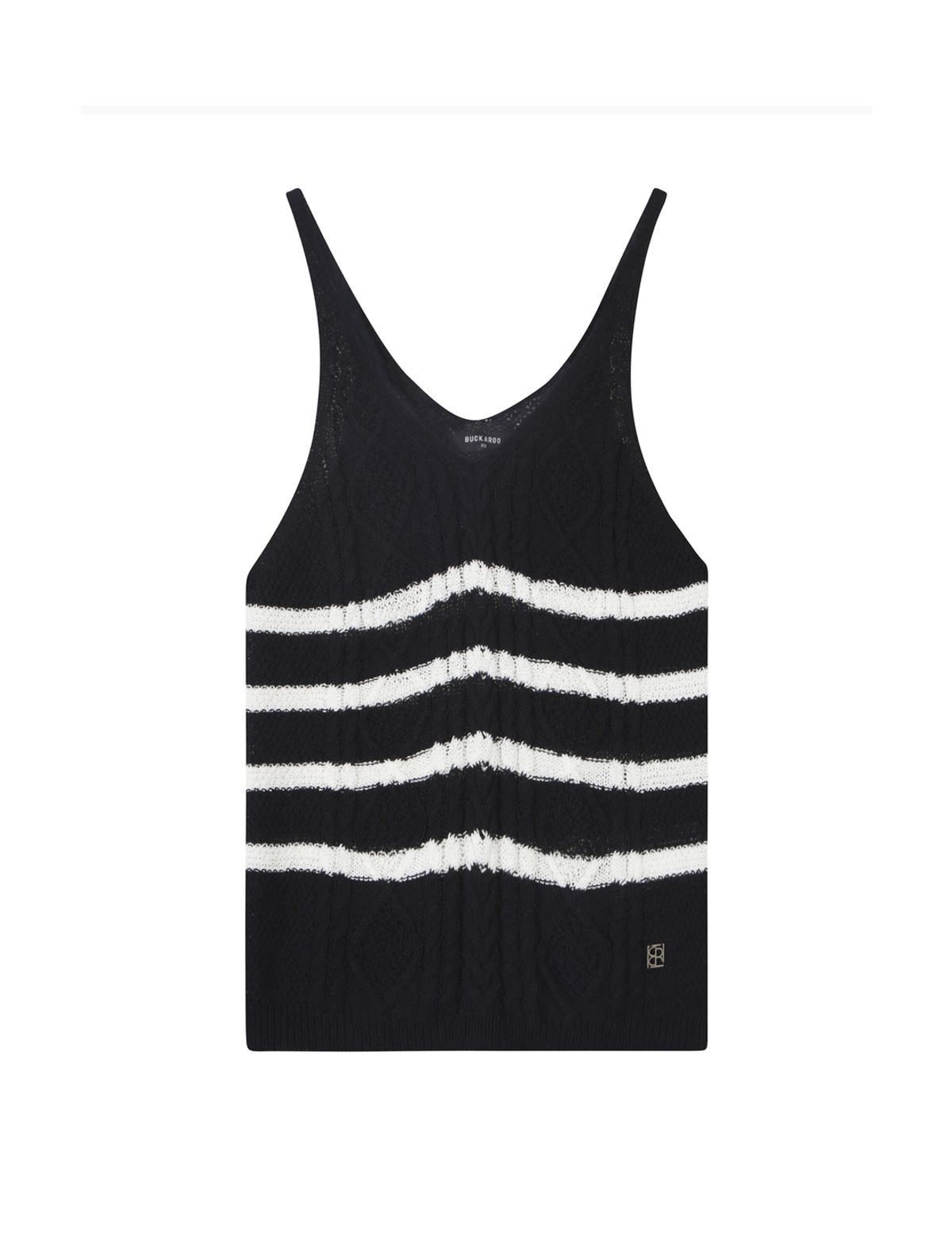 버커루(BUCKAROO) 여성 A/C/N 꽈배기 V넥 VEST 화이트