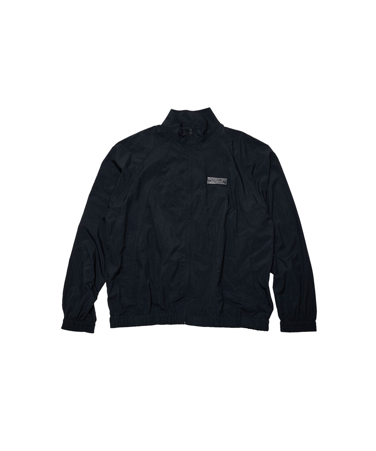 더뮤지엄비지터(THEMUSEUMVISITOR) METAL LOGO LINE RAGLAN WINDBREAKER (BLACK)
