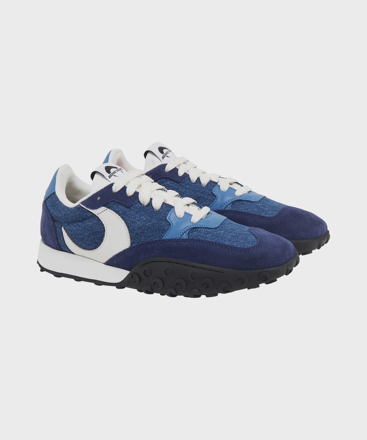 마린 세르(MARINE SERRE) (M) 데드스탁 데님 로우탑 스니커즈 블루 DEADSTOCK DENIM LOW-TOP SNEAKERS BLUE