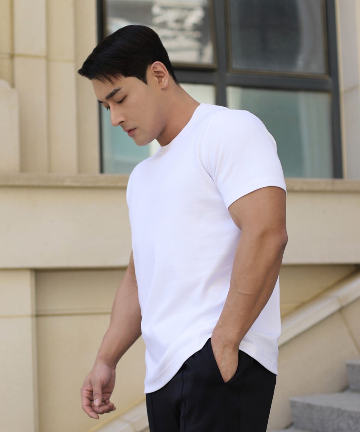 보스트핏(BOASTFIT) 시그니처 머슬핏 코튼모달 반팔티셔츠 폴화이트