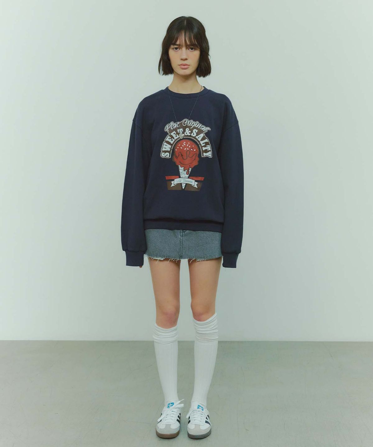 플랙 우먼(PLAC WOMEN) 그레이 워시드 M19 데님 미니 스커트