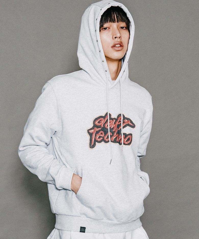 스터드 더블 스티치 후디_애쉬 그레이