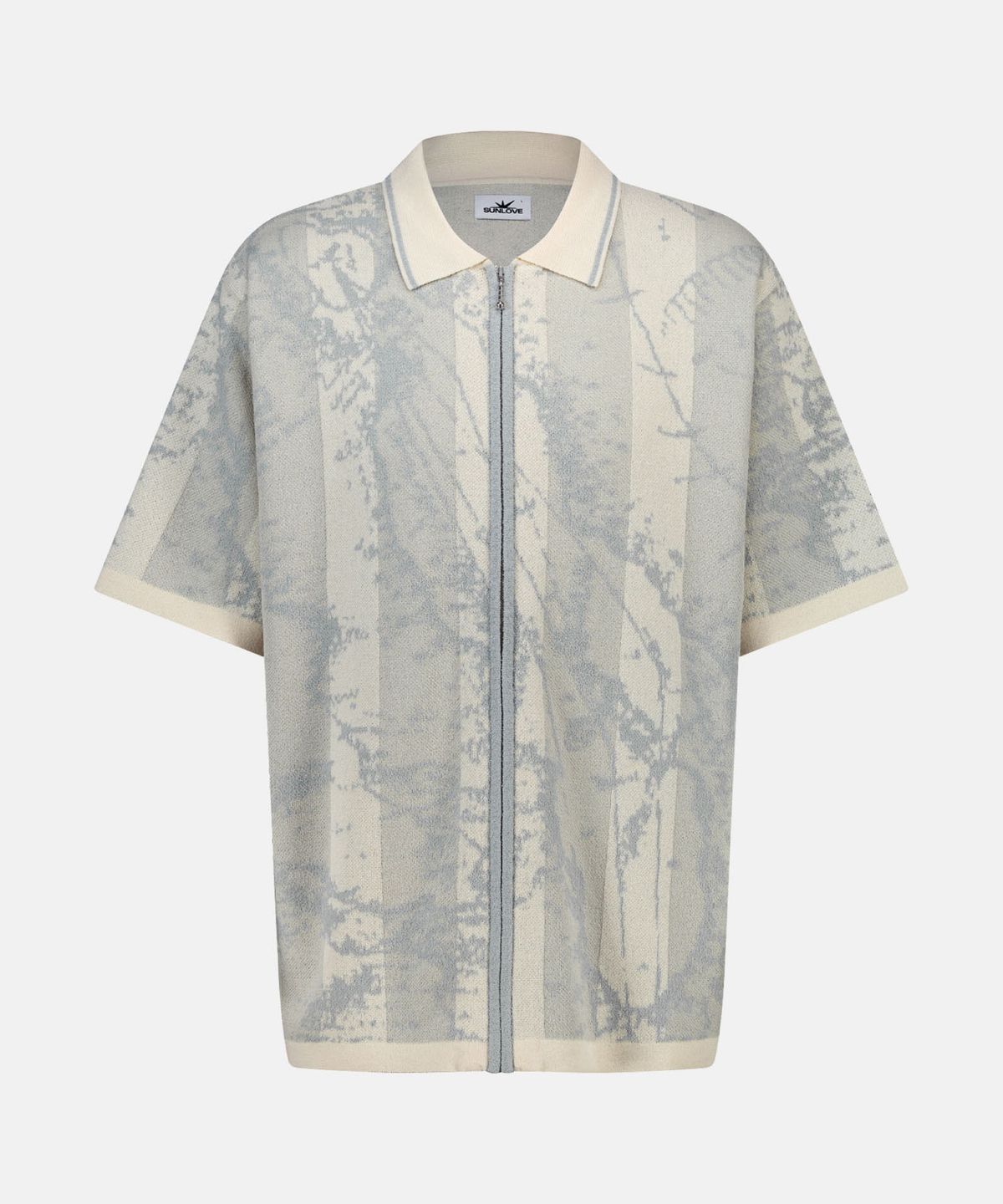 썬러브투어(SUNLOVETOUR) Jacquard Full Zip Knit Polo Beige