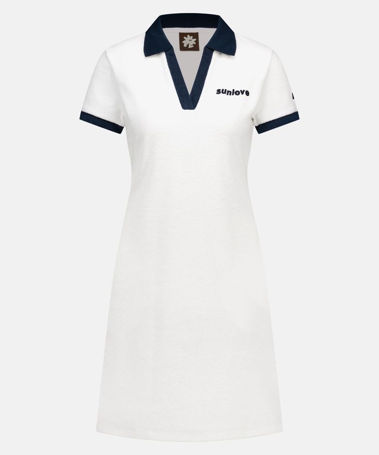 Terry Cloth Polo Dress White