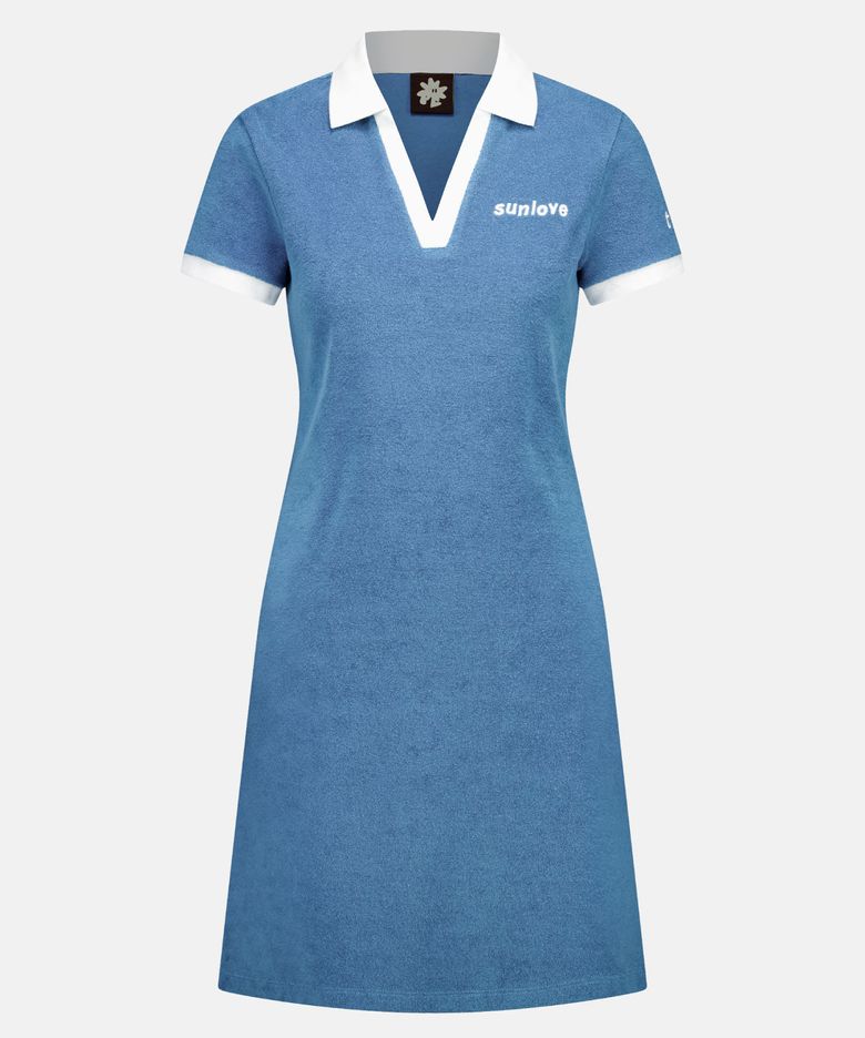 Terry Cloth Polo Dress Blue