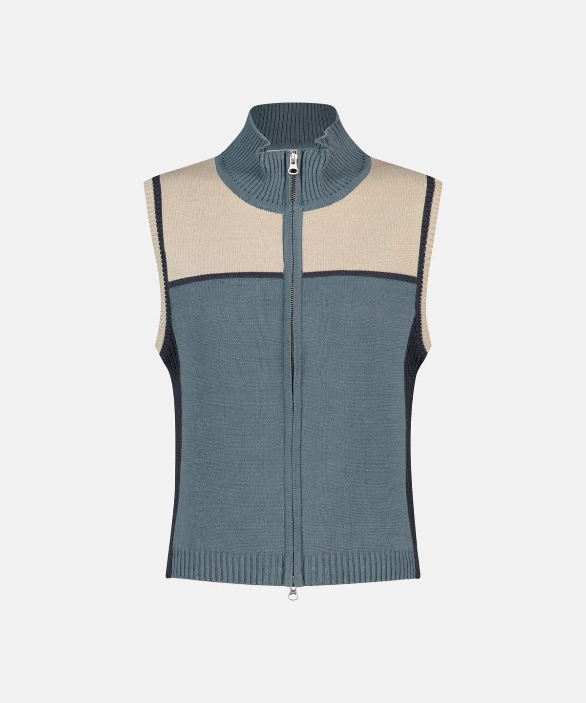 썬러브투어(SUNLOVETOUR) W High Neck Full Zip Knit Vest Grey