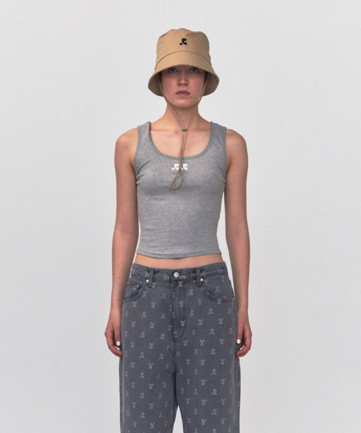 레스트앤레크레이션(REST&RECREATION) RR LOGO SHORT TANK TOP_GREY