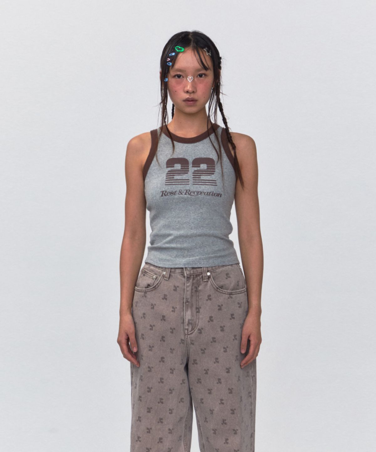 레스트앤레크레이션(REST&RECREATION) RR 22 SLEEVELESS TOP_GREY