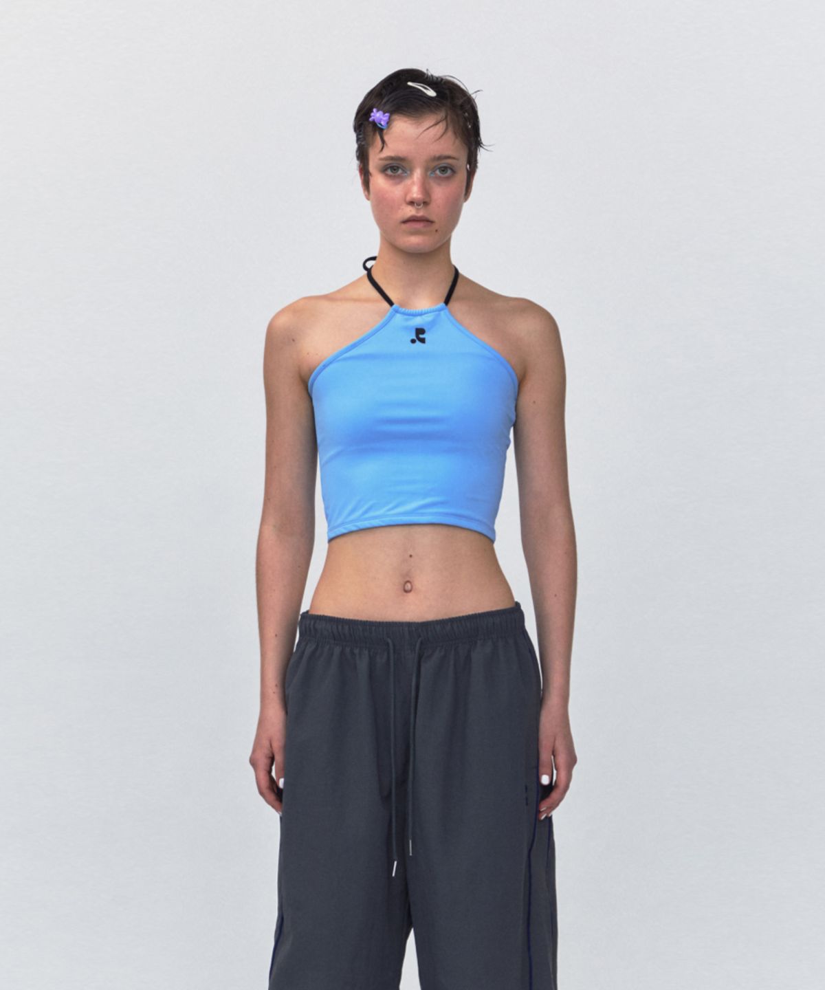 레스트앤레크레이션(REST&RECREATION) RR HALTER NECK CROP TOP_BLUE