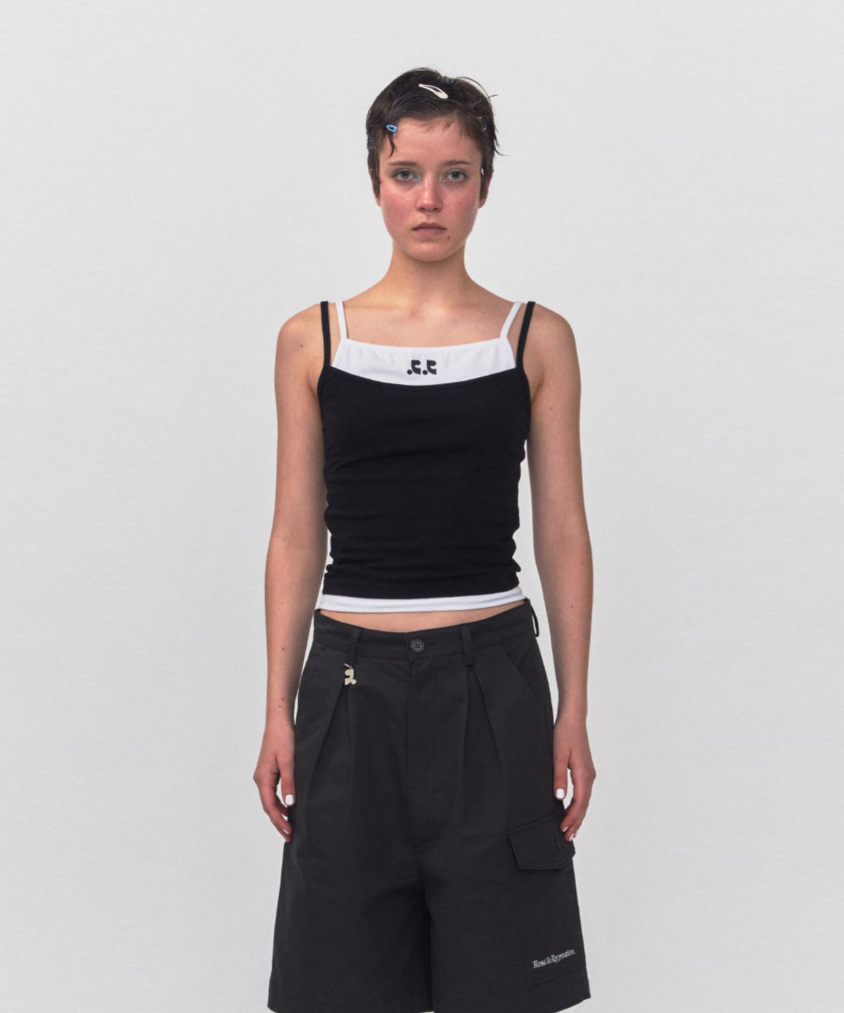 레스트앤레크레이션(REST&RECREATION) RR LAYERED SLEEVELESS TOP_BLACK