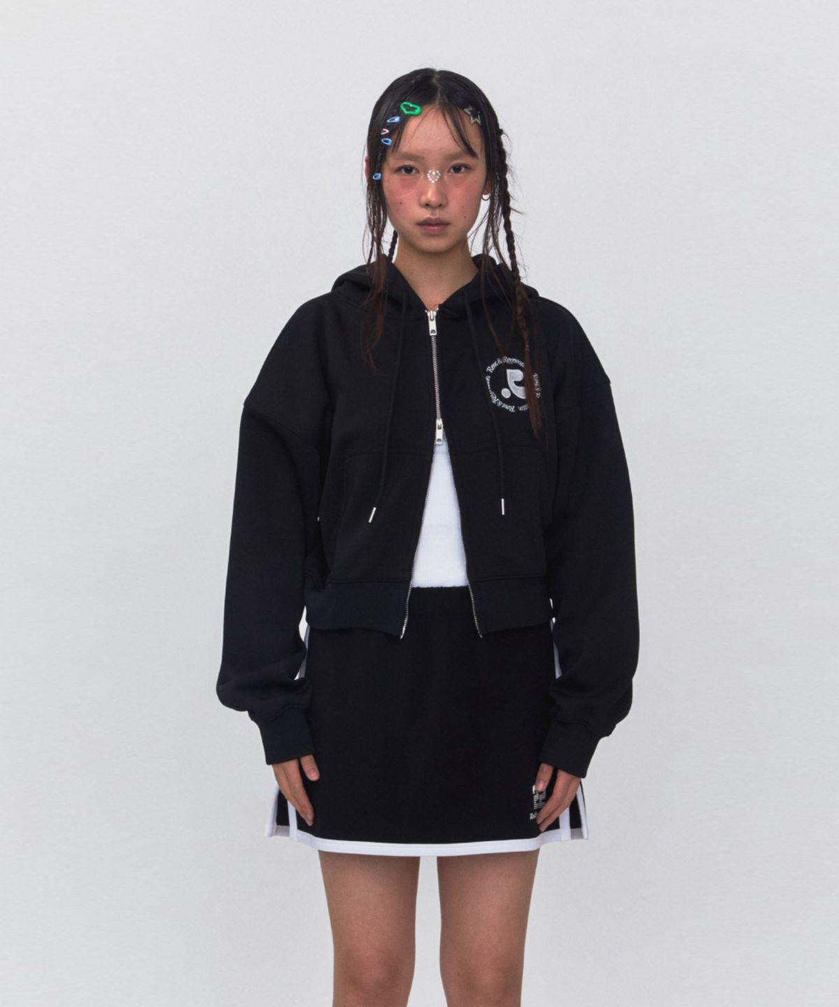 레스트앤레크레이션(REST&RECREATION) RR 2WAY ZIP-UP HOODIE_BLACK