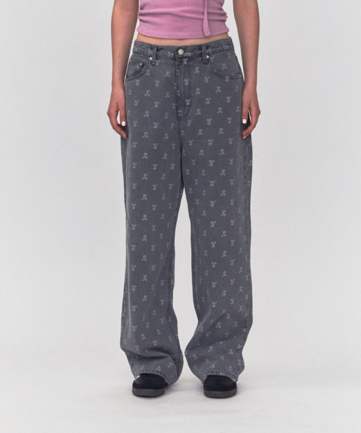 레스트앤레크레이션(REST&RECREATION) RR LOGO PRINTED JEANS_LIGHT GREY