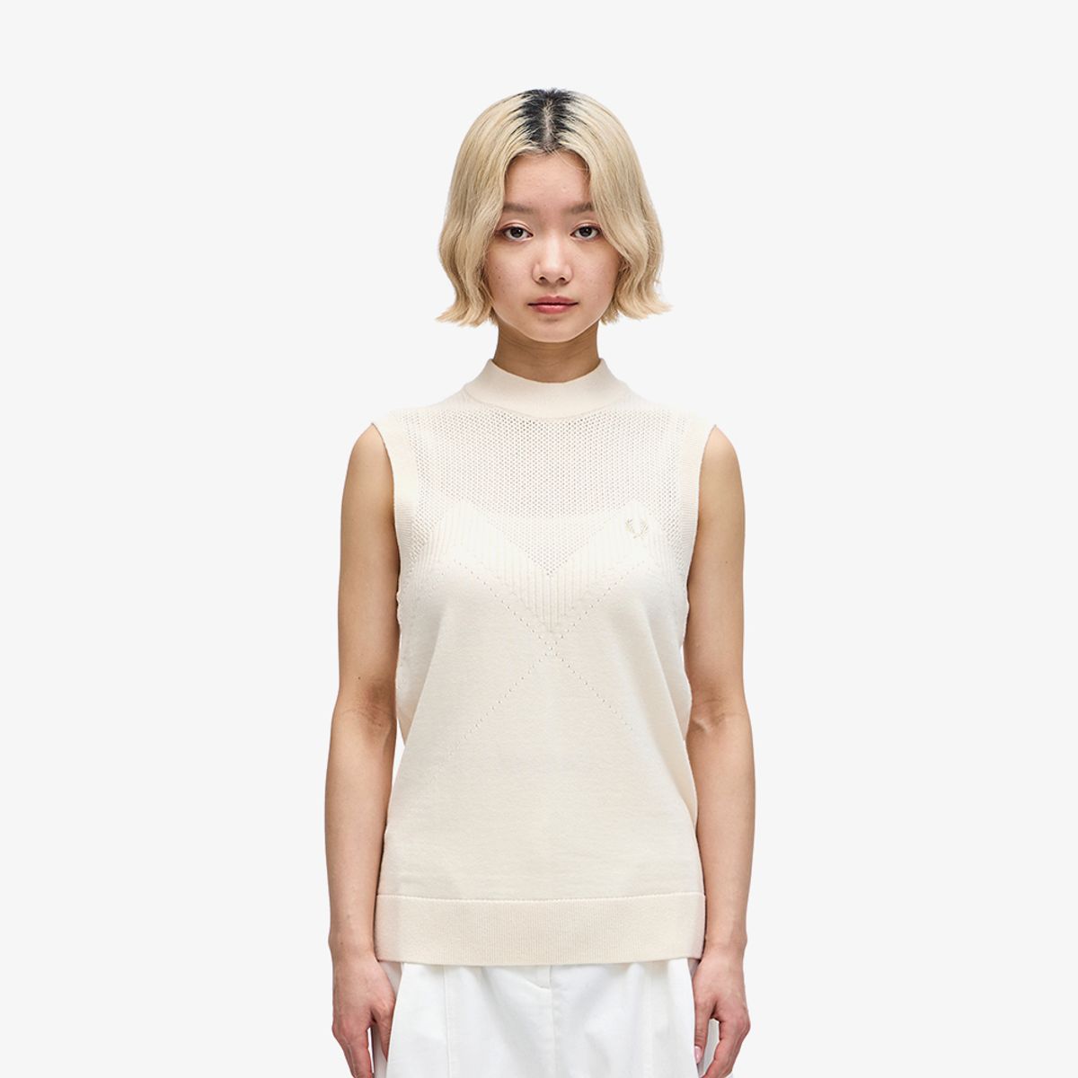 프레드페리(FRED PERRY) [Womens] 포인텔 디테일 울 니트 탑 베스트(560) AFPF2417113-560