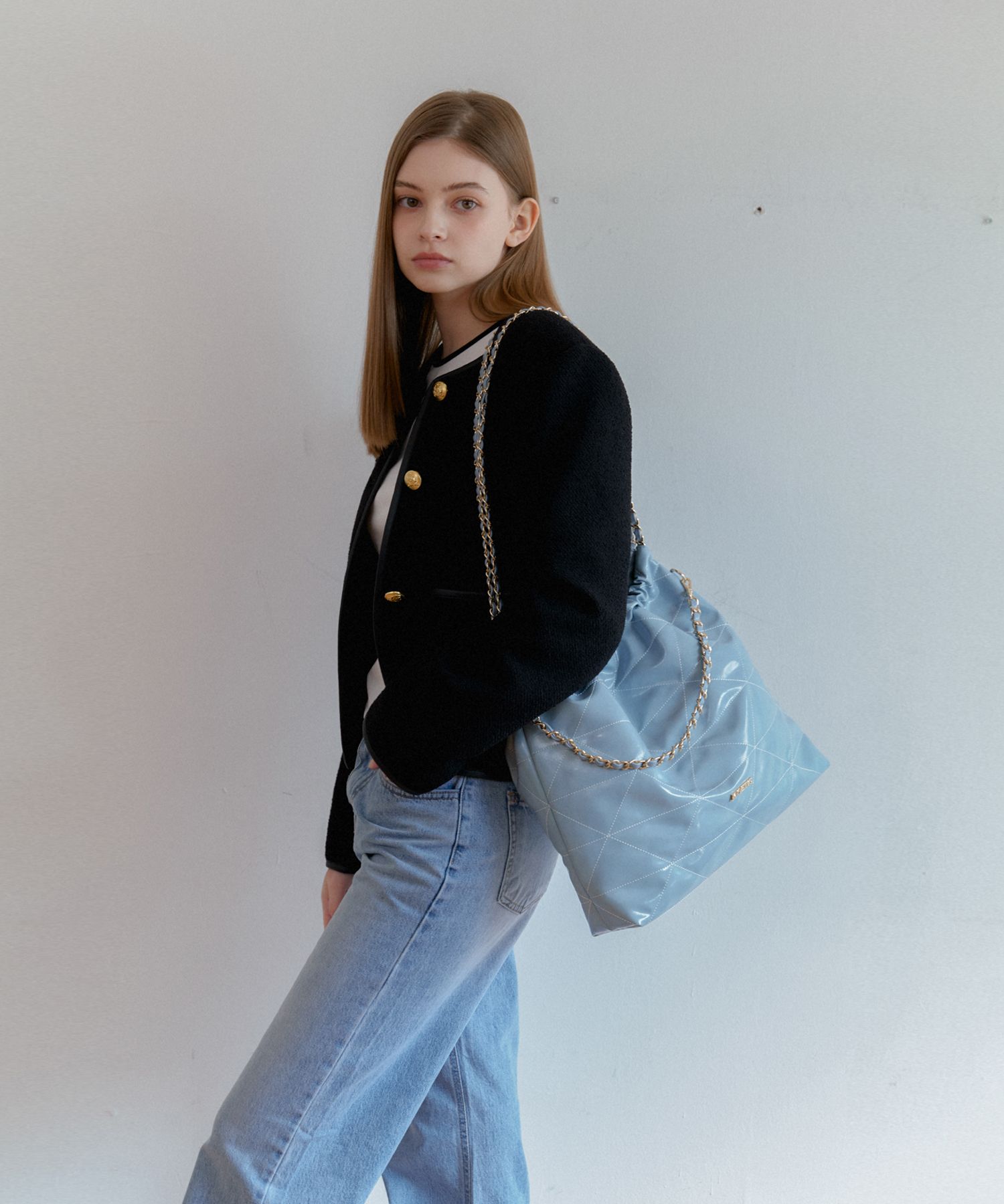 MUSINSA | ANOETIC ANC DRAW CHAIN SHOULDER BAG_BLUE