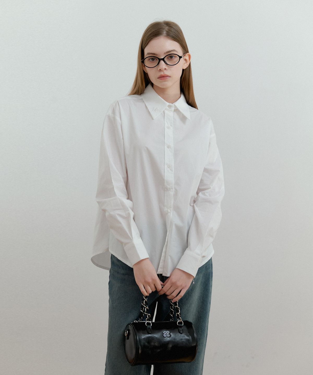 아노에틱(ANOETIC) ANC COLLAR LOGO SHIRT_WHITE