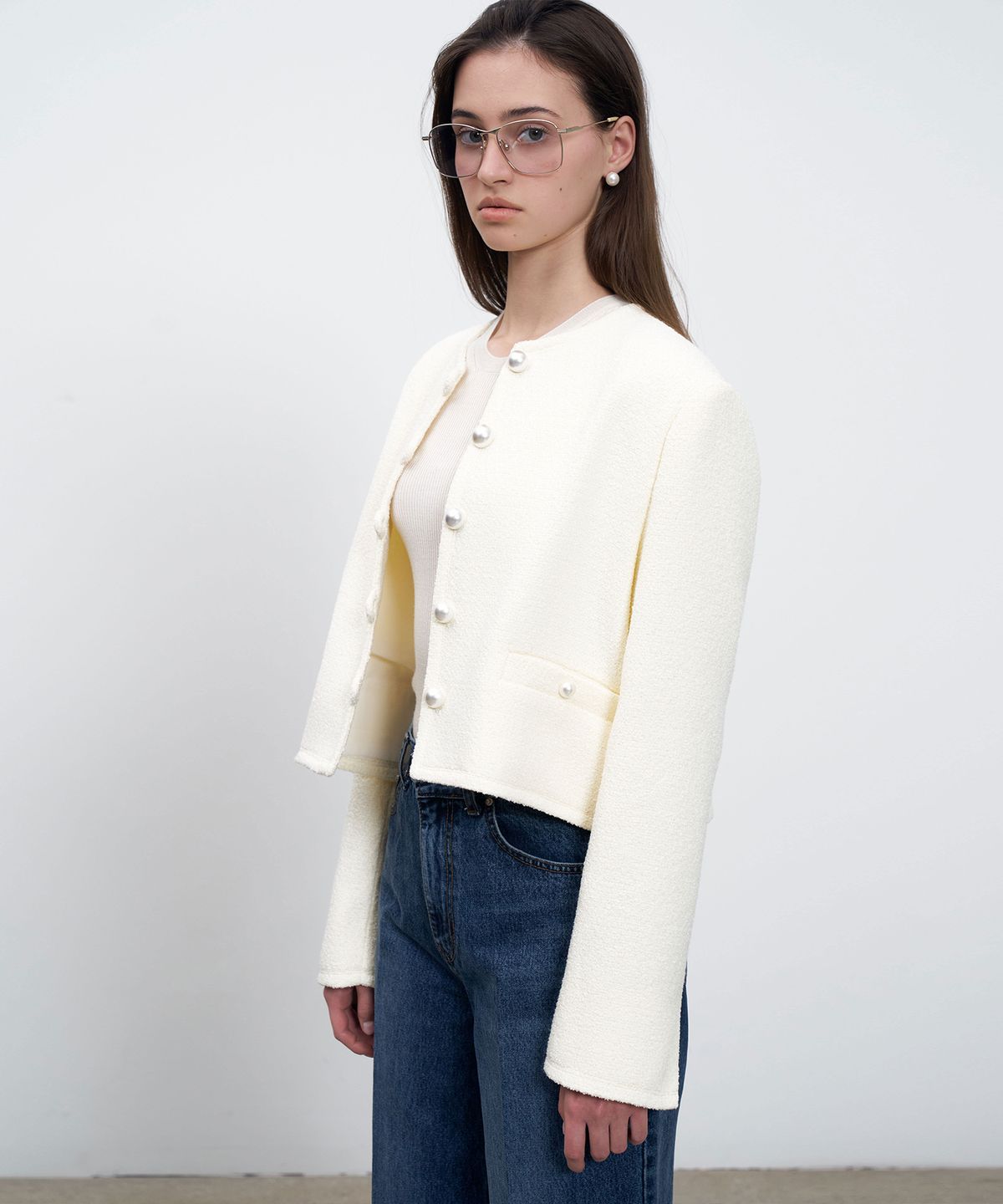 르네제이(RENEJ) Pearl Button Round Jacket