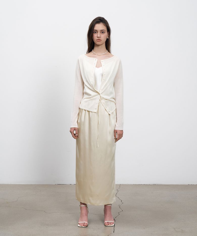 String Satin Long Skirt