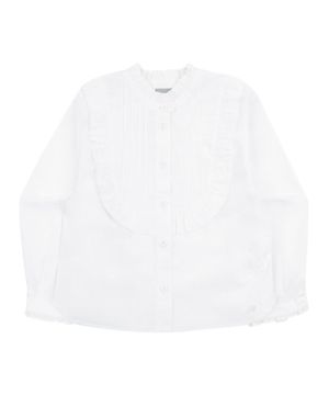 화이트 프릴 배색 블라우스