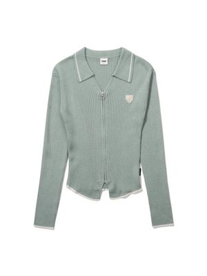 우먼 집업 카라 스웨터 (민트)