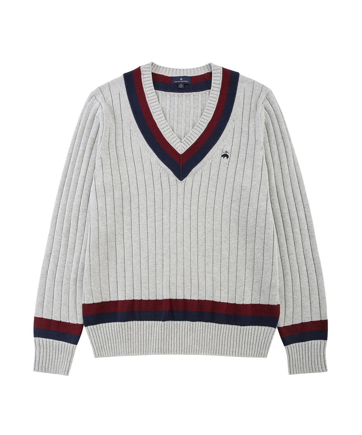 브룩스 브라더스(BROOKS BROTHERS) 코튼 테니스 V넥 스웨터 (그레이) (BBWTMF8474WES)