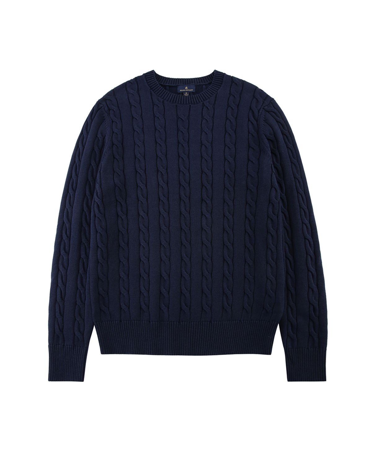 브룩스 브라더스(BROOKS BROTHERS) 코튼 케이블 크루넥 스웨터 (네이비) (BBWRMF8529QES)