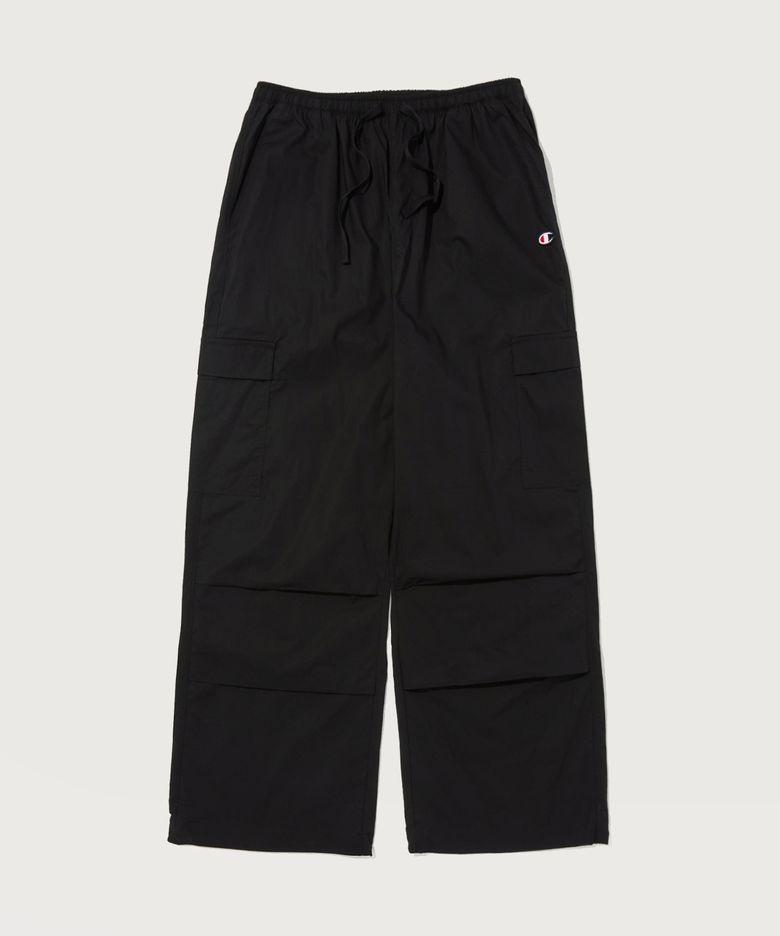 여성 우븐 파라슈트 카고 팬츠 Black