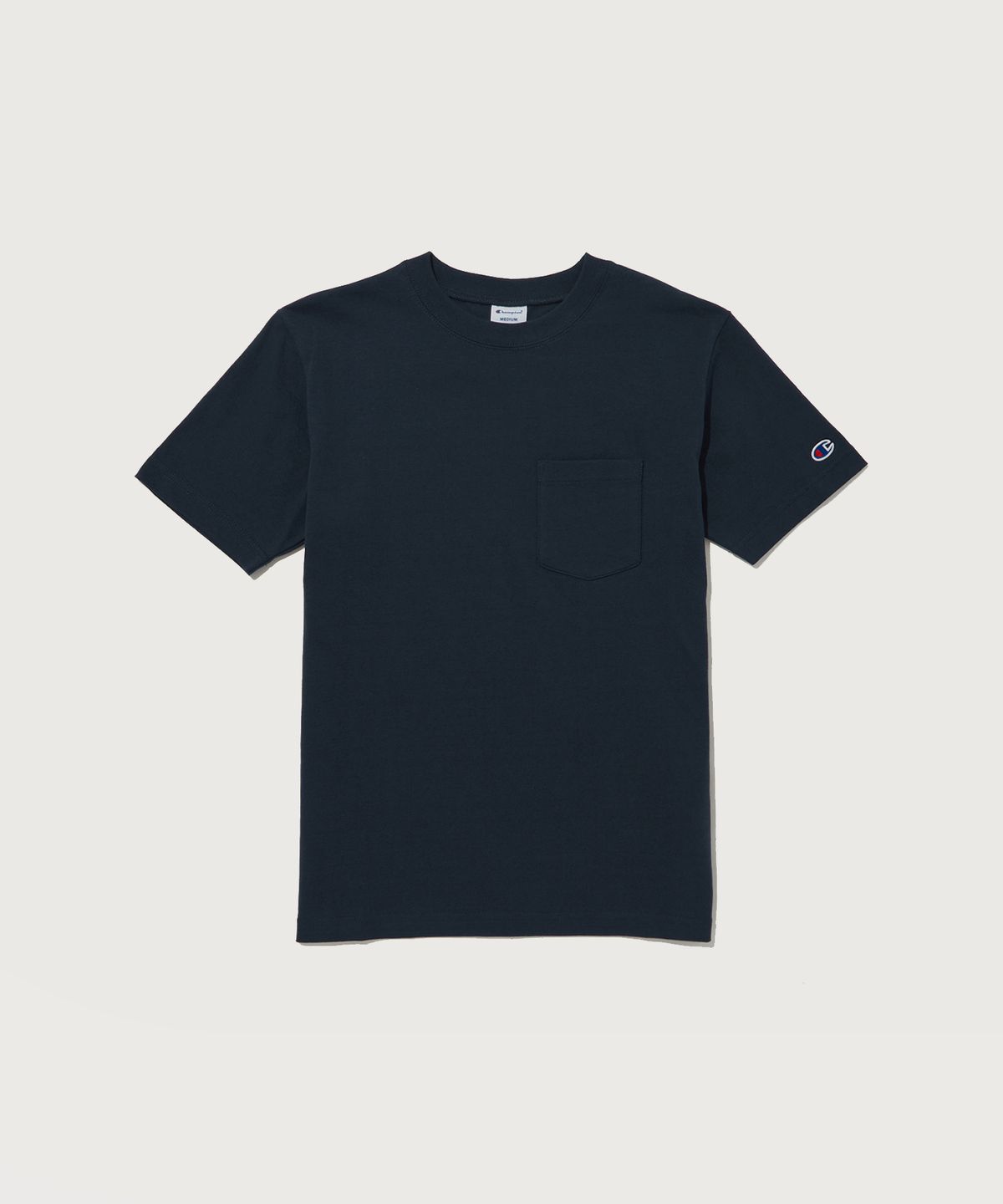 챔피온(CHAMPION) 베이직 포켓 반팔 티셔츠 Normal Navy